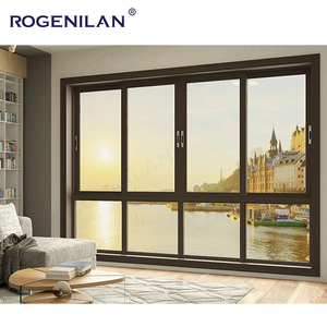 ROGENILAN Hot Black Marco de aluminio <span class=keywords><strong>Ventana</strong></span> corredera de tres vías Hueco Vidrio templado Aislamiento térmico Ventanas de puente rotas - Product Image 2