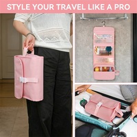 Trousse de Toilette Suspendue de Voyage avec Crochets, Organisateur d'Accessoires de Salle de Bain, Trousse à Maquillage Cosmétique, Logo Personnalisé, Fabrication BSCI