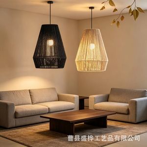 Pantalla de lámpara de papel tejida a mano, forma de cono, ecológica, para decoración del hogar, casa de huéspedes, restaurante, bar, origen Shandong - Product Image 2