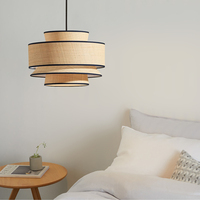 Lampe suspendue en rotin de style moderne, tissée à la main, design industriel vintage créatif, éclairage de luxe à économie d'énergie pour hôtel