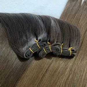 Double Drawn Russian Remy Machine Weft Human Hair Extensions Seamless Invisible Double Wefted Hair Weaving Bundles Custom Color