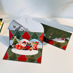 Carte de vœux 3D pop-up personnalisée en gros OEM, enveloppe rouge de Noël, cadeau de Nouvel An, bénédiction, présenter des vœux de bien-être - Product Image 5