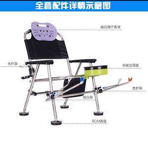 Chaise de pêche en acier inoxydable de qualité supérieure 56X55X77 pliable portable pour loisirs en plein air, chaise de plage avec porte-gobelet - Product Image 4