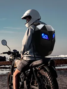 حقيبة ظهر مخصصة لركوب الدراجات في الهواء الطلق من OTDSEEKER مع حزمة عرض بمصباح LED وحقيبة الدراجة النارية Iron Man