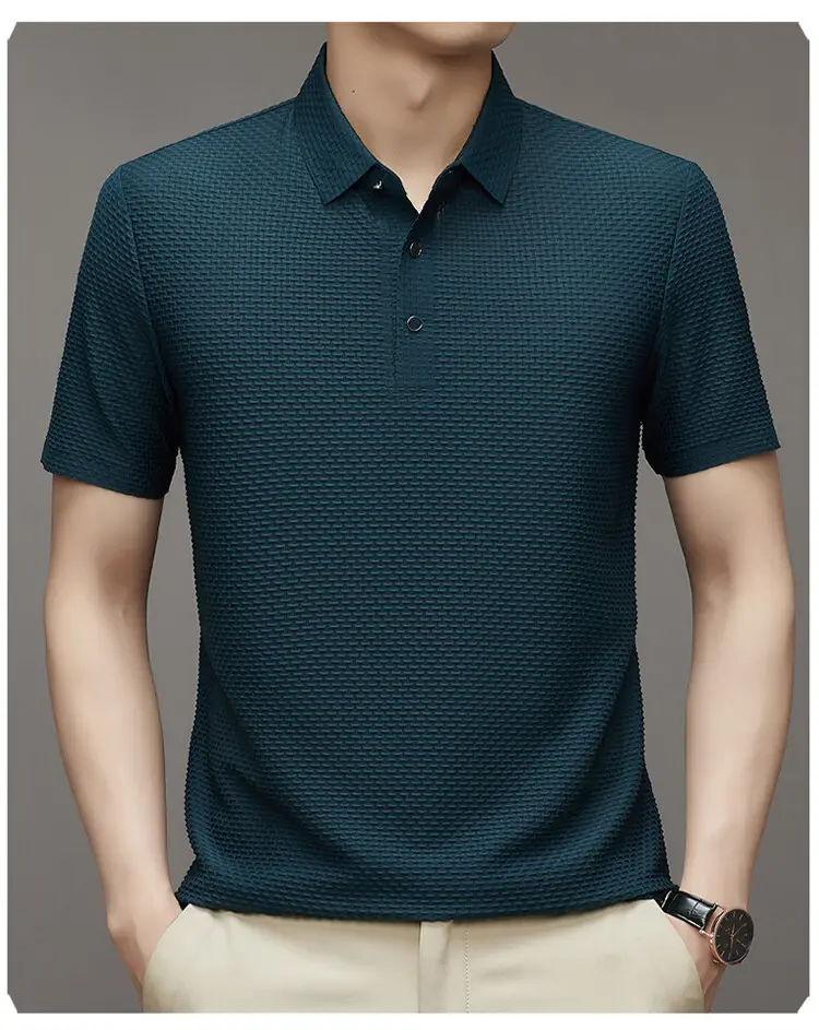 New Arrival Short Sleeve Knitted Breathable Turn-down Collar Plus Size Men's Polo Shirts