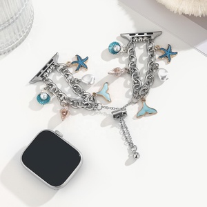 Bracelet de montre en acier inoxydable avec fermoir coulissant réglable et <span class=keywords><strong>pendentif</strong></span> océanique pour <span class=keywords><strong>Apple</strong></span> <span class=keywords><strong>Watch</strong></span> Series 1-10, pour femme - Product Image 4