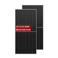 Panneaux solaires bifaciaux demi-cellules Solar Hi-MO9 LR7 72HYD 625-660W à 24,4 % d'efficacité, type N, avec cadre en alliage d'aluminium anodisé noir