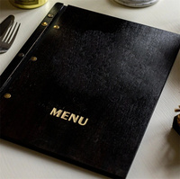 Carpeta de archivos de menú de cuaderno con cubierta de madera de bambú y correa de cuero de lujo personalizada para restaurante Hotel Wine Bar Promoción Comercial