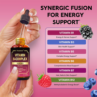 Complément alimentaire liquide certifié GMP, marque privée OEM, saveur baies, végétalien, 20000 mcg, complexe de vitamine B 8-en-1, pour l'énergie et la concentration