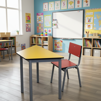 Tables et chaises d'école maternelle en bois irrégulières modernes pour enfants - Utilisation en chambre, salon, école - Montage facile, sûres et durables