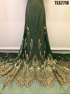 Supoo 품질 스팽글 수 놓은 아프리카 얇은 명주 그물 레이스 원단 프랑스 레이스 Dantel - Product Image 4