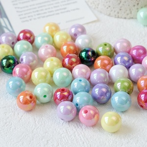 Perles rondes en acrylique plaquées de couleur UV de 12 à 16 mm, perles colorées, perles en vrac, bracelet DIY, accessoires de bijoux faits à la main - Product Image 2