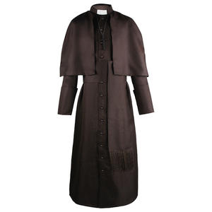 स्टॉक में मध्ययुगीन ठोस रंग गॉडफादर पुजारी कॉस्टप्ले पोशाक हेलोलीन पादरी भूमिका पोशाक पुरुषों 100% पॉलिएस्टर - Product Image 2