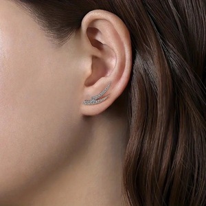 Pendientes Tiyo de Hoja Plateada con Zirconia de Corte Cojín, Diseño Geométrico Vintage para Mujer, Regalo, Aleación de Zinc, Engaste de Canal - Product Image 3