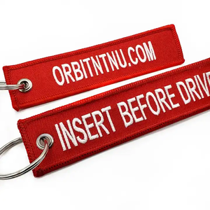 Bán Buôn Thiết Kế Logo Vải Quần Áo Móc Khóa Thêu Thương Hiệu Keyring Tùy Chỉnh Thêu Thẻ Chìa Khóa Máy Bay Phản Lực Thẻ - Product Image 6