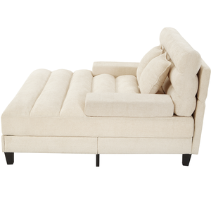 Modern Convertible Chaise Lounge Sofa <b>Bed</b> 57.1" Chenille Upholstered Adjustable <b>Backrest</b> LED Light Strip Living Room - Product Image 6