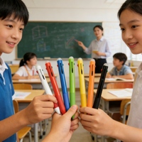 Stylo Yf multicolore effaçable en plastique, pointe de 1,0 mm, pour le bureau et l'école