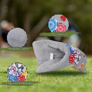 Wosofe <b>Golf</b> Putter Head Cover PU 3D Embroidery Poker Design Durable Sport Accessory - Product Image 4