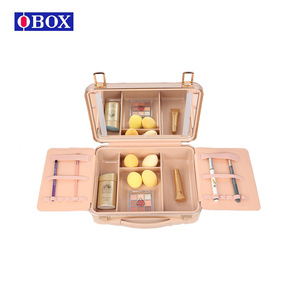 Caja de almacenamiento de maquillaje Obox, negra con rayas, material ABS, organizador de cosméticos resistente para uso doméstico. - Product Image 5