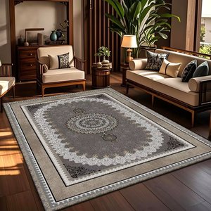 Tappeto Persiano Grande in Velluto Cristallo con Motivo Geometrico Lavabile e Antiscivolo a Pelo Corto per Soggiorno - Product Image 2