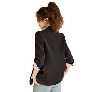 Women's Grey Blazer Solid Color Polyester Anti-Wrinkle Spring Autumn Casual Elegant Commute Style - Product Image 5