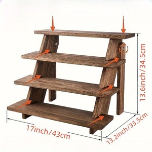 Wooden Multi Tiered <b>Shelving</b> Unit Paulownia Wood Display Rack Desktop <b>Storage</b> Stand For Flower Paper <b>Box</b> Bag - Product Image 2