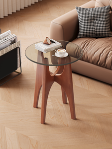Modern <b>Round</b> Wood Coffee <b>Table</b> Minimalist Design Living Room Furniture Durable <b>Side</b> <b>Table</b> - Product Image 2
