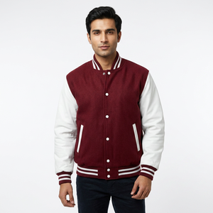 Wholesale <b>Men</b> Button-Up <b>Baseball</b> Varsity <b>Jacket</b> 100% Cotton with Woolen Embroidered Decoration Winter Coat <b>Jacket</b> <b>For</b> <b>Men</b> - Product Image 1