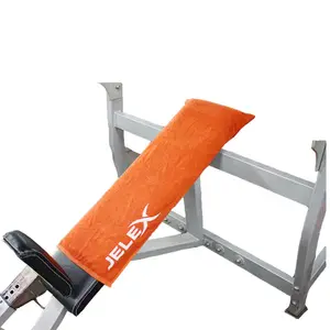 gym bench use cotton terry logo jacquard sport towel zipper pocket