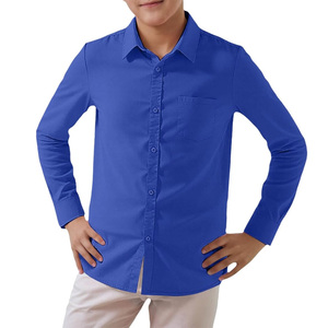 เสื้อเชิ้ตเด็กผู้ชายสำหรับวันเรียน ผ้าฝ้าย 100% แขนยาว ระบายอากาศได้ดี แห้งเร็ว เหมาะสำหรับกิจกรรมในชีวิตประจำวัน สวมใส่สบาย กระชับพอดีตัว - Product Image 5
