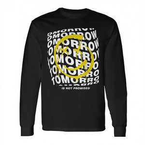 Camiseta de Manga Larga Tomorrow con Diseño Gráfico de Cara Sonriente Amarilla, Ropa Promocional - Product Image 2