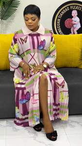 Vestidos Casuales Holgados de Talla Grande para Mujer, Estilo Geométrico, Estilo Africano, Plisado <span class=keywords><strong>Issey</strong></span> Miyake, Venta al por Mayor de Fábrica - Product Image 6