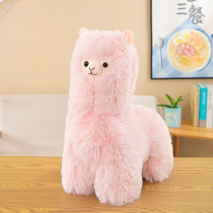 7406 Adorable <span class=keywords><strong>peluche</strong></span> peludo de pie Rosa <span class=keywords><strong>Alpaca</strong></span> juguetes de <span class=keywords><strong>peluche</strong></span> Huggable Companion Llama muñecas regalos de cumpleaños para niños Llama Plushie - Product Image 3