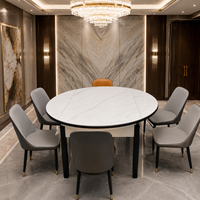 Meubles de restaurant et d'hôtel sur mesure, table à manger extensible en marbre et ensemble de chaises rembourrées pour projets hôteliers
