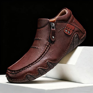 Botas de tobillo informales sin cordones para hombre, antideslizantes, con suela acolchada flexible, zapatos retro para caminar, ideales para pasear por la ciudad - Product Image 4