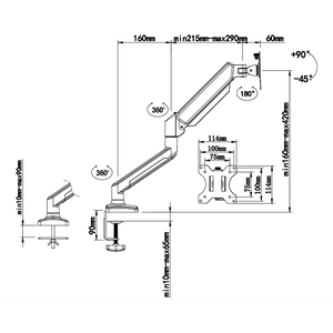 Monitor tunggal aluminium Premium lengan artikulasi gerakan penuh dudukan untuk layar 13-32 inci tinggi putar miring dapat diatur - Product Image 2