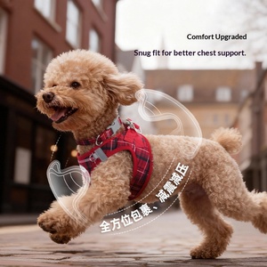 Arnés Clásico a Cuadros con Botones para Perros Pequeños, Estilo INS, Malla Suave, Antiescape, Cómodo, Conjunto de Correa y Chaleco para Pasear Mascotas - Product Image 4
