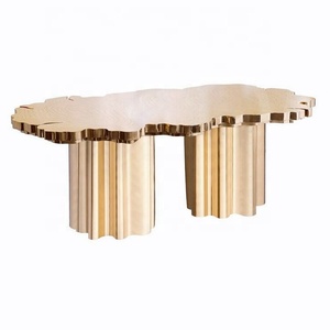 Set Tavolo da Pranzo a Forma di Tronco d'Albero in Acciaio Inossidabile Dorato Moderno Personalizzato <span class=keywords><strong>Boca</strong></span> Do Lobo Mobili Irregolari in Metallo per Sala da Pranzo di Villa - Product Image 3