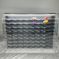 Vitrine d'exposition pour voitures miniatures à l'échelle 1/64, présentoir pour voitures jouets, vitrine en acrylique pour modèles de voitures avec éclairage LED