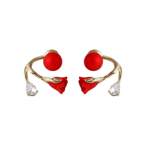 Go Party Elegant Temperament Two Wear <span class=keywords><strong>orecchini</strong></span> Diamond Crystal Ginkgo Leaf Red <span class=keywords><strong>Rose</strong></span> Pearl Tulip Stud <span class=keywords><strong>orecchini</strong></span> per le donne - Product Image 1