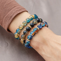 Bracelet Perlé en Verre Fait Main de 10 mm avec Entretoise Strass Dégradé, Cadeau Élégant pour Hommes et Femmes, Nouveau Design Classique