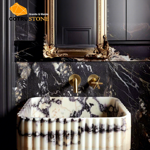Luxe Calacatta Viola Marbre Éviers Pierre Naturelle Blanc Vanité pour Salle De Bains - Product Image 1