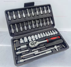46-Pieces 1/4 Inch Drive Socket <strong>Ratchet</strong> <strong>Wrench</strong> Set Metric Bit Socket Extension Bar Hand Tools Case Pack Auto Repair Garden Use - Product Image 1