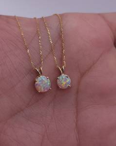 14K Gold Pink <b>Opal</b> <b>Necklace</b>, <b>Opal</b> Gold Pendant, Dainty <b>Necklace</b>, October Birthstone <b>Necklace</b>, Bridesmaid <b>Necklace</b>, Gift For Her - Product Image 4