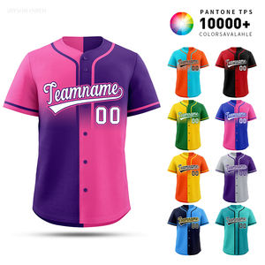 Бейсбольная майка с пуговицами на заказ, двухцветный дизайн с разрезом и вертикальным градиентом для командной формы и заказов на заказ - Product Image 3