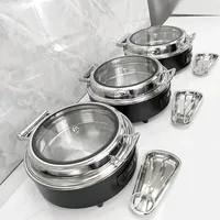 Elektrische Zwarte Chafing Dish 6-9L Luxe Serveerschaal RVS Voedselwarmer met Temperatuurregeling Party Professionele Catering