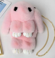 Sac à dos en peluche lapin de dessin animé avec pompons en fourrure moelleuse, promotionnel pour femmes, Noël