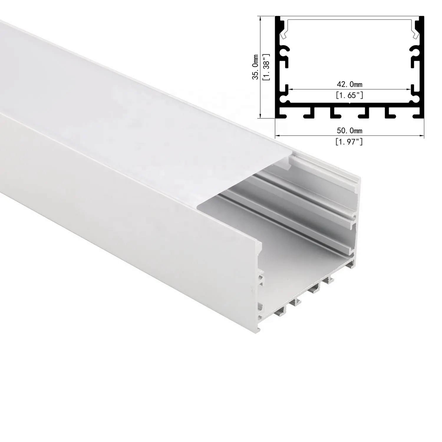 Estrusione di alluminio da 50*35mm per profilo di illuminazione a Led in alluminio sospeso con luce da ufficio