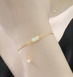 Pulsera de Plata de Ley S925 con Borla de Perlas de Jade Hetian y Diseño de Bambú, Estilo Chino Moderno, Joyería Fina y Delicada, Regalo para Mujeres Elegantes - Product Image 5