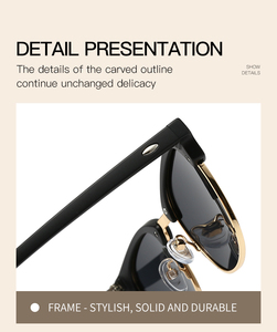 2025 nuovo nero retrò stile europeo americano mezza personalità acqua Design polarizzato in metallo PC per gli uomini donne <span class=keywords><strong>occhiali</strong></span> <span class=keywords><strong>da</strong></span> <span class=keywords><strong>sole</strong></span> - Product Image 2